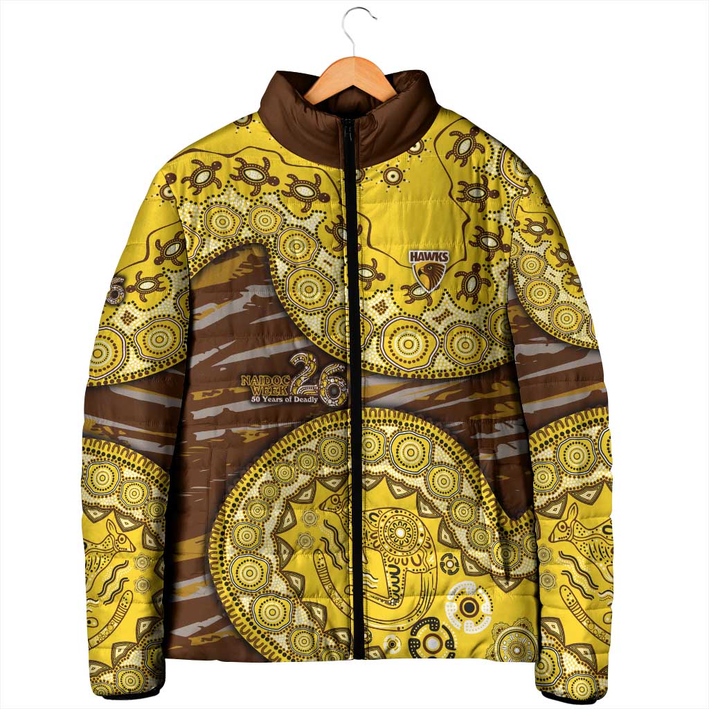 Hawthorn Hawks NAIDOC Week 2026 Padded Jacket Australian Aboriginal Dot Art Dreamtime Pattern Style