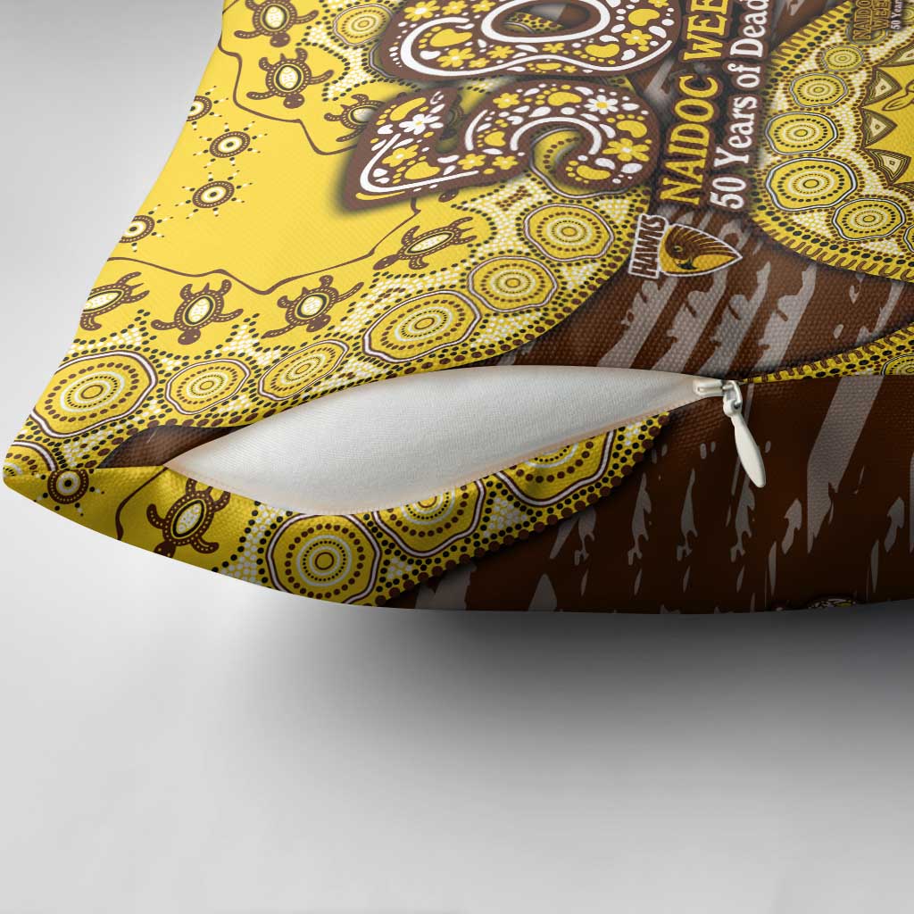 Hawthorn Hawks NAIDOC Week 2026 Pillow Cover Australian Aboriginal Dot Art Dreamtime Pattern Style