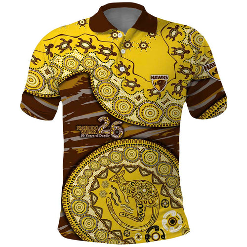 Hawthorn Hawks NAIDOC Week 2026 Polo Shirt Australian Aboriginal Dot Art Dreamtime Pattern Style
