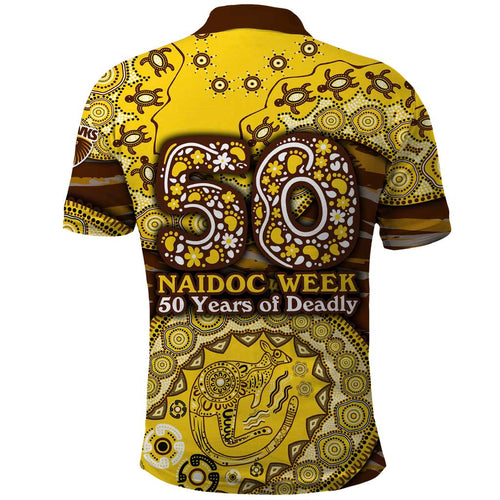 Hawthorn Hawks NAIDOC Week 2026 Polo Shirt Australian Aboriginal Dot Art Dreamtime Pattern Style