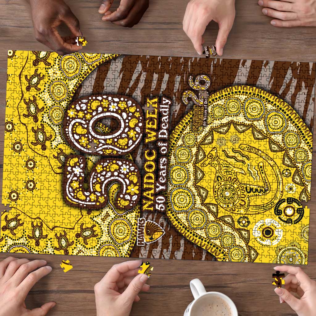 Hawthorn Hawks NAIDOC Week 2026 Puzzle Australian Aboriginal Dot Art Dreamtime Pattern Style