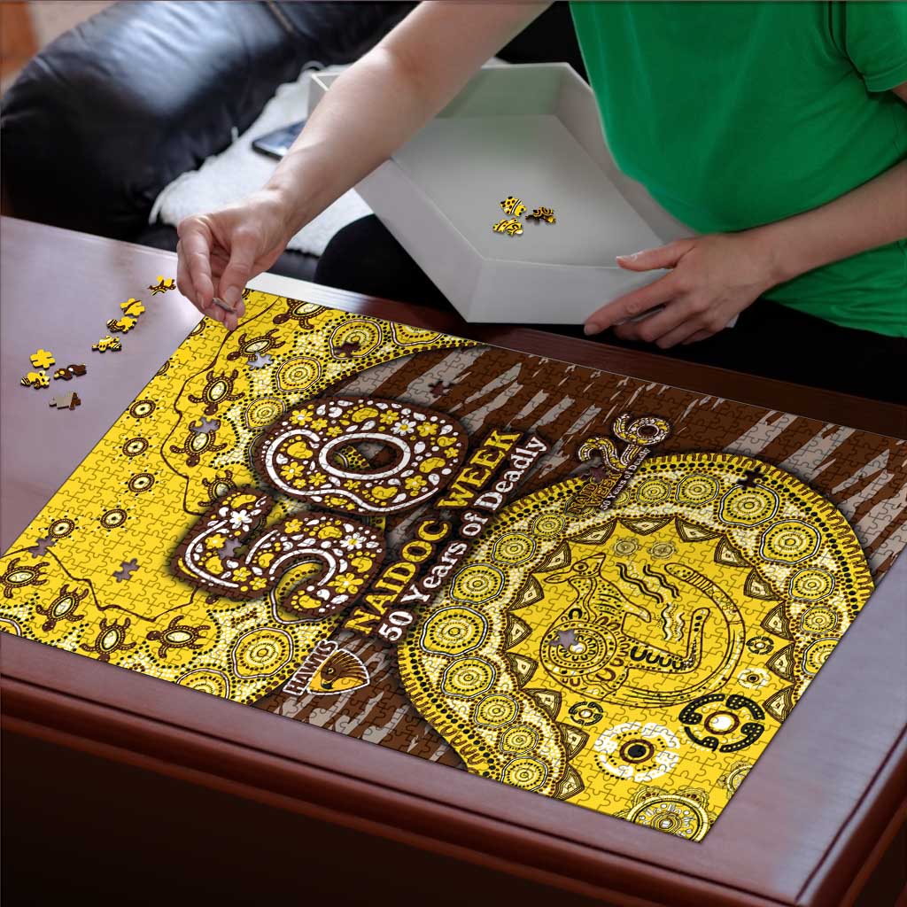 Hawthorn Hawks NAIDOC Week 2026 Puzzle Australian Aboriginal Dot Art Dreamtime Pattern Style