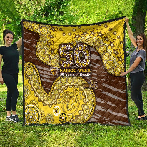 Hawthorn Hawks NAIDOC Week 2026 Quilt Australian Aboriginal Dot Art Dreamtime Pattern Style