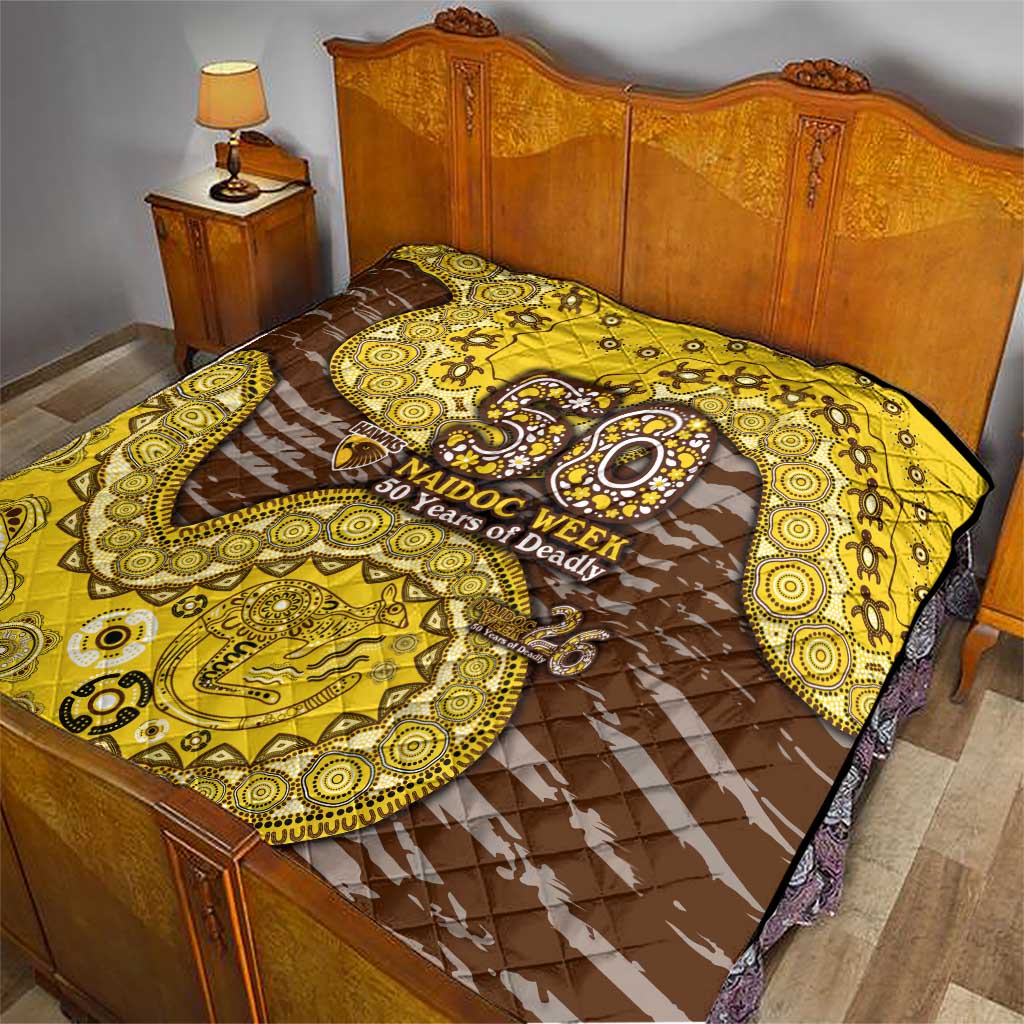 Hawthorn Hawks NAIDOC Week 2026 Quilt Australian Aboriginal Dot Art Dreamtime Pattern Style