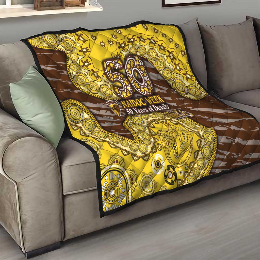 Hawthorn Hawks NAIDOC Week 2026 Quilt Australian Aboriginal Dot Art Dreamtime Pattern Style