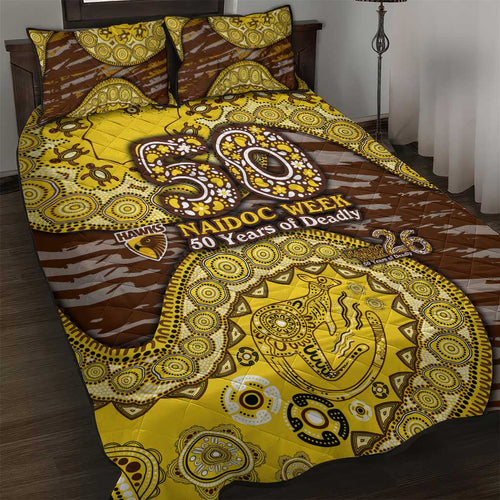 Hawthorn Hawks NAIDOC Week 2026 Quilt Bed Set Australian Aboriginal Dot Art Dreamtime Pattern Style