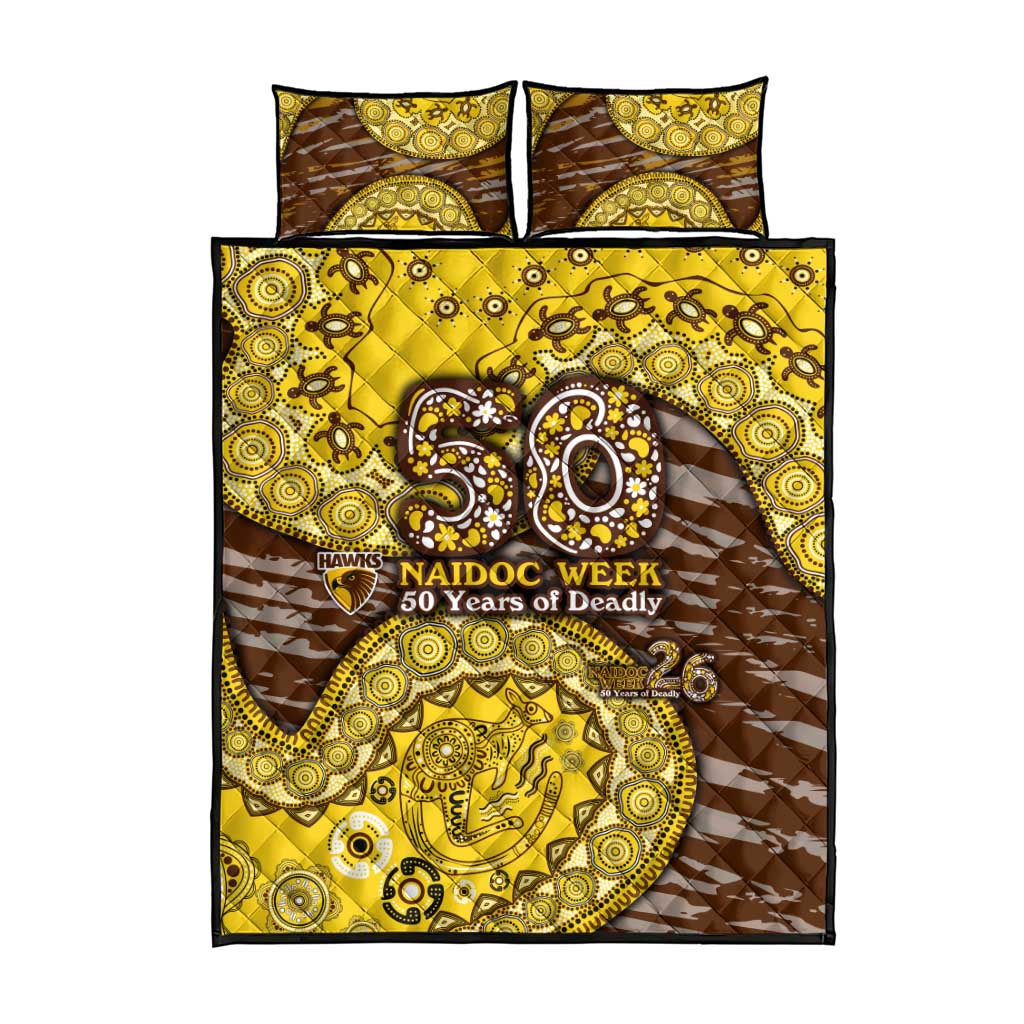 Hawthorn Hawks NAIDOC Week 2026 Quilt Bed Set Australian Aboriginal Dot Art Dreamtime Pattern Style