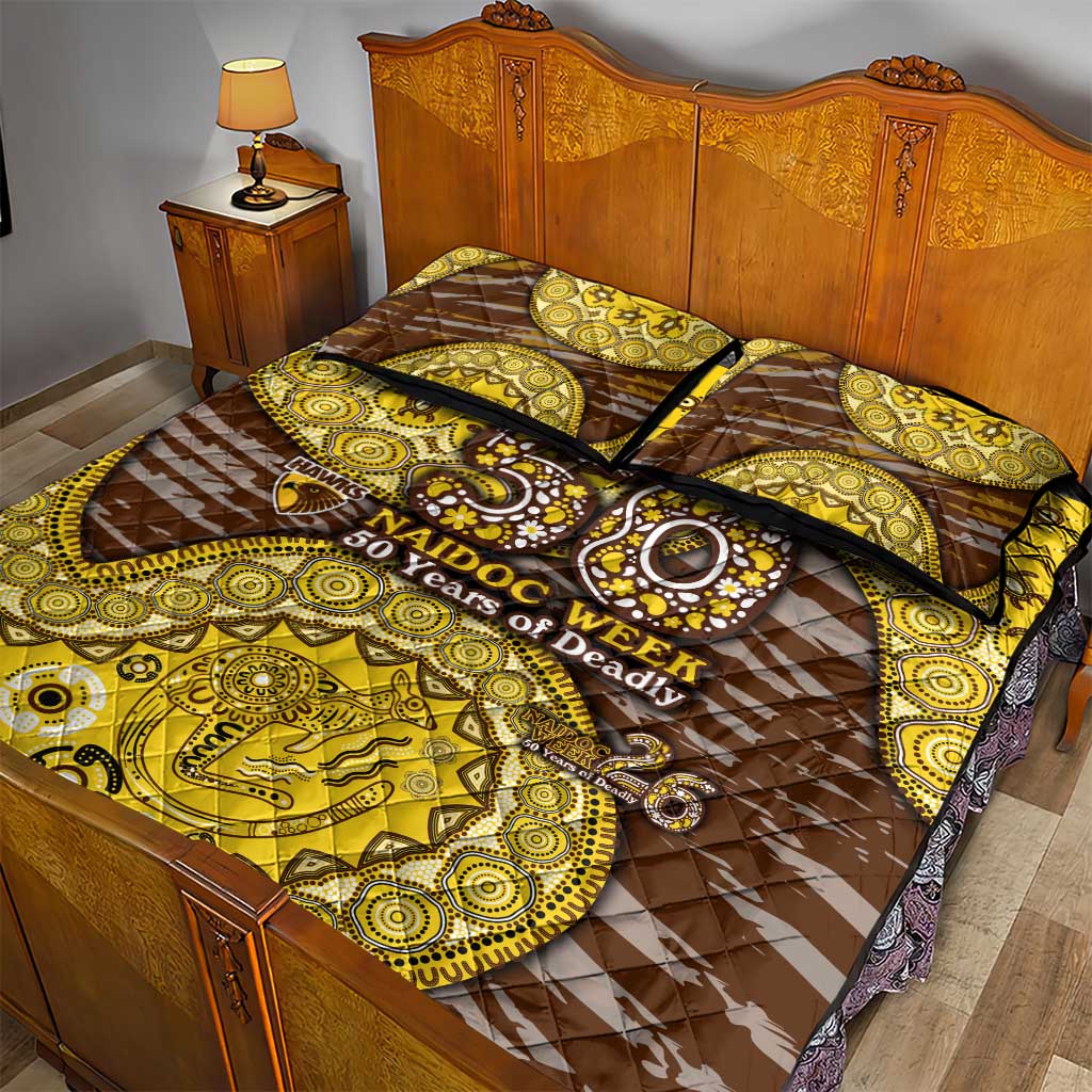 Hawthorn Hawks NAIDOC Week 2026 Quilt Bed Set Australian Aboriginal Dot Art Dreamtime Pattern Style