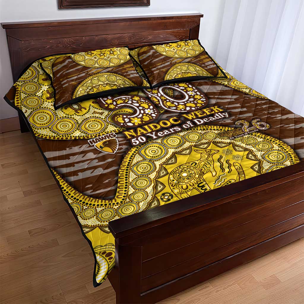 Hawthorn Hawks NAIDOC Week 2026 Quilt Bed Set Australian Aboriginal Dot Art Dreamtime Pattern Style