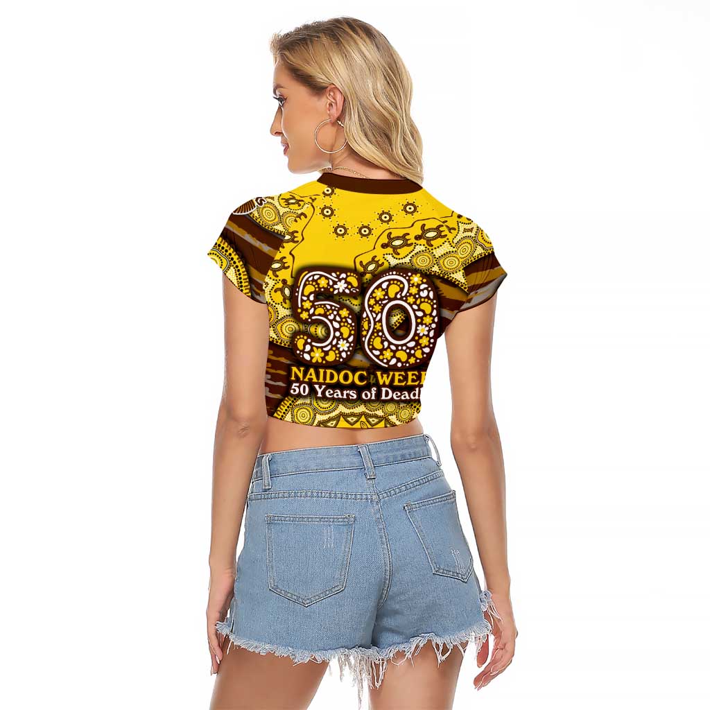 Hawthorn Hawks NAIDOC Week 2026 Raglan Cropped T Shirt Australian Aboriginal Dot Art Dreamtime Pattern Style