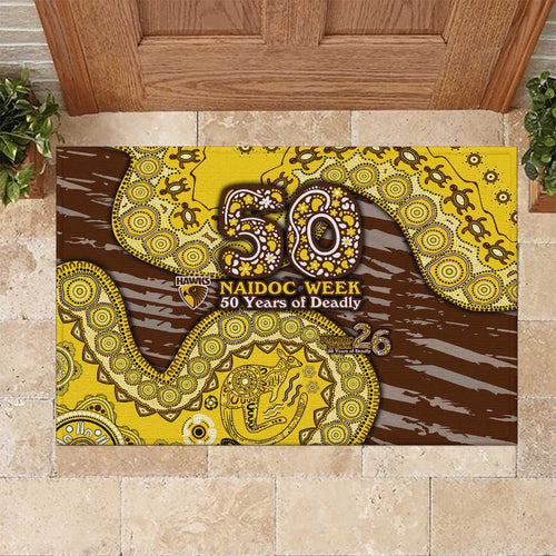 Hawthorn Hawks NAIDOC Week 2026 Rubber Doormat Australian Aboriginal Dot Art Dreamtime Pattern Style