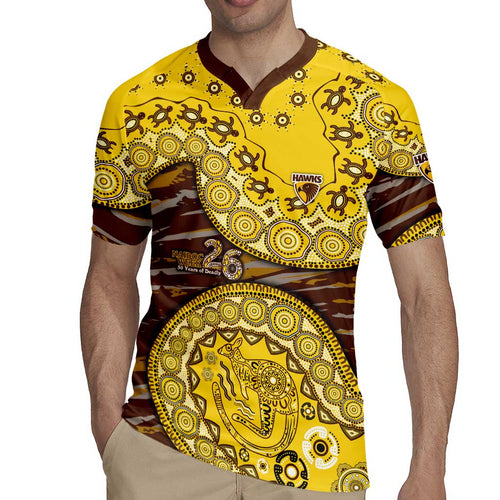 Hawthorn Hawks NAIDOC Week 2026 Rugby Jersey Australian Aboriginal Dot Art Dreamtime Pattern Style