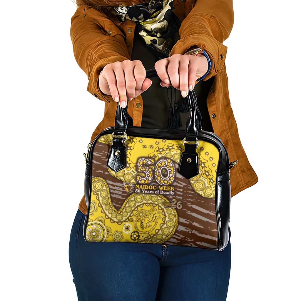Hawthorn Hawks NAIDOC Week 2026 Shoulder Handbag Australian Aboriginal Dot Art Dreamtime Pattern Style