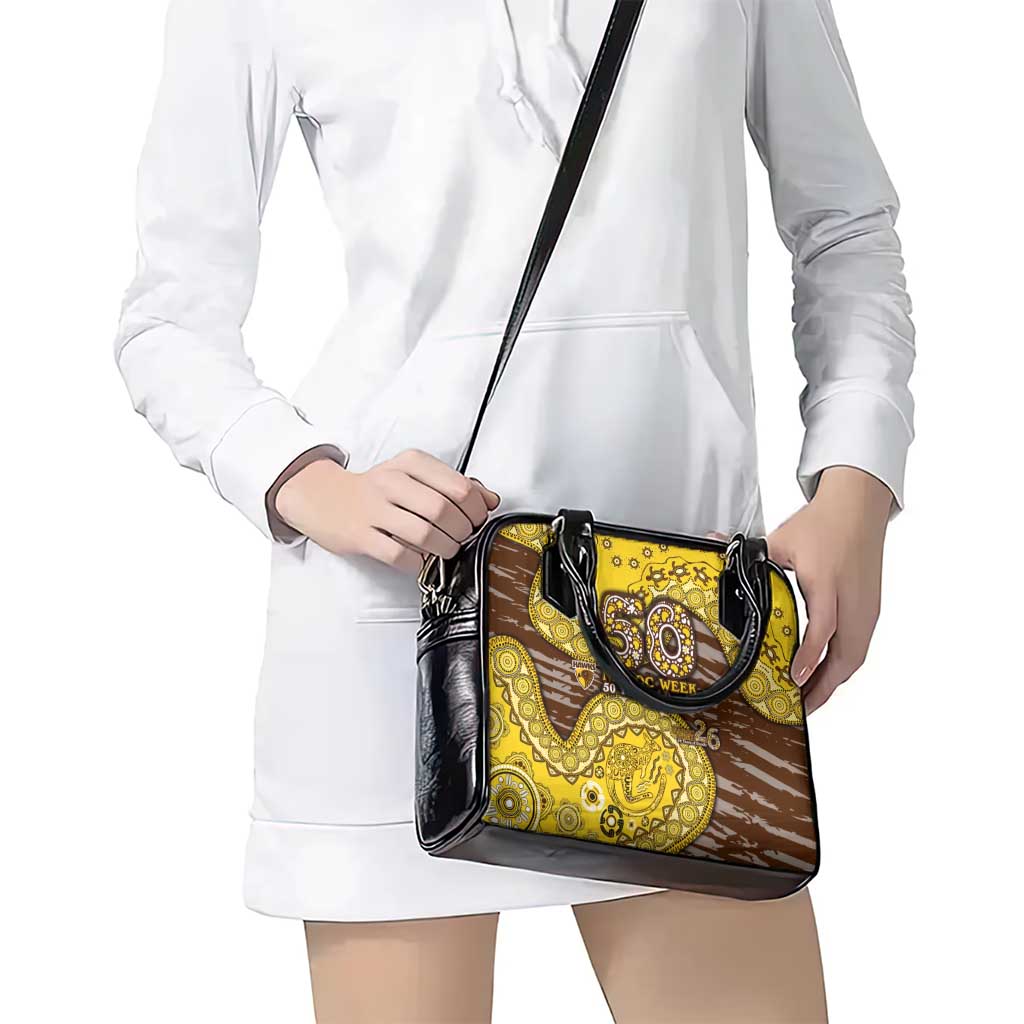 Hawthorn Hawks NAIDOC Week 2026 Shoulder Handbag Australian Aboriginal Dot Art Dreamtime Pattern Style
