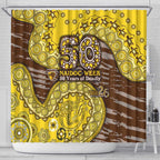 Hawthorn Hawks NAIDOC Week 2026 Shower Curtain Australian Aboriginal Dot Art Dreamtime Pattern Style