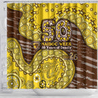 Hawthorn Hawks NAIDOC Week 2026 Shower Curtain Australian Aboriginal Dot Art Dreamtime Pattern Style