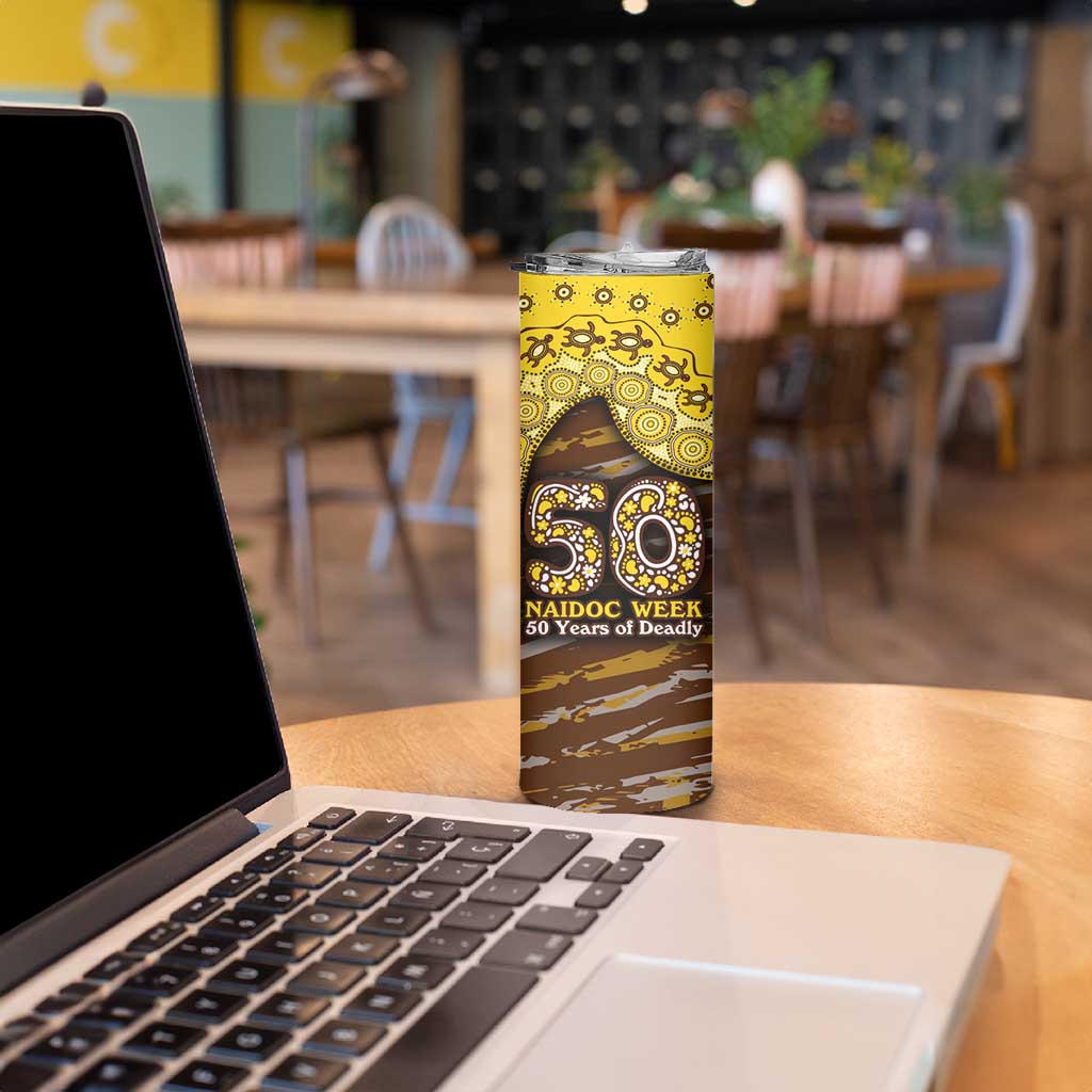 Hawthorn Hawks NAIDOC Week 2026 Skinny Tumbler Australian Aboriginal Dot Art Dreamtime Pattern Style