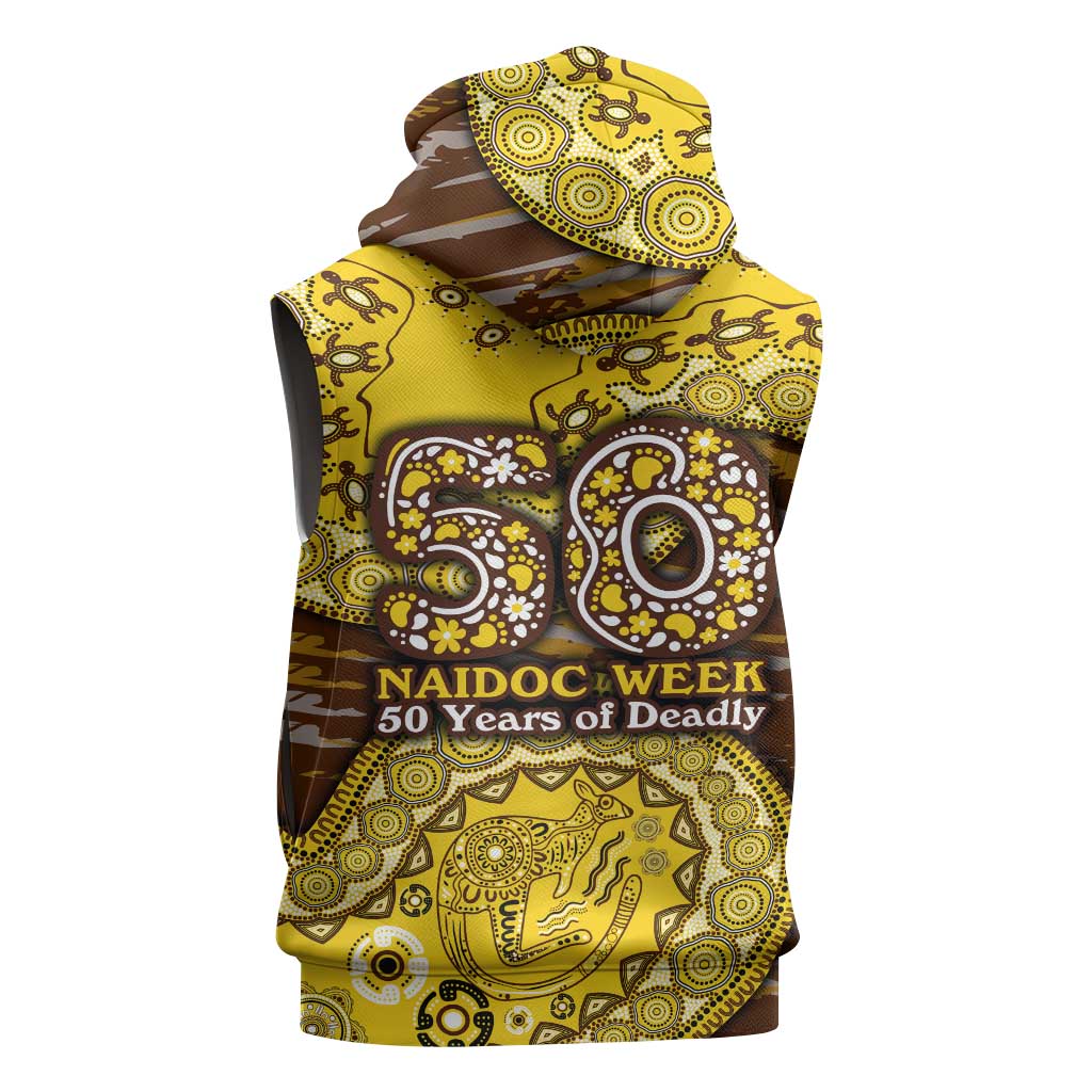 Hawthorn Hawks NAIDOC Week 2026 Sleeveless Hoodie Australian Aboriginal Dot Art Dreamtime Pattern Style