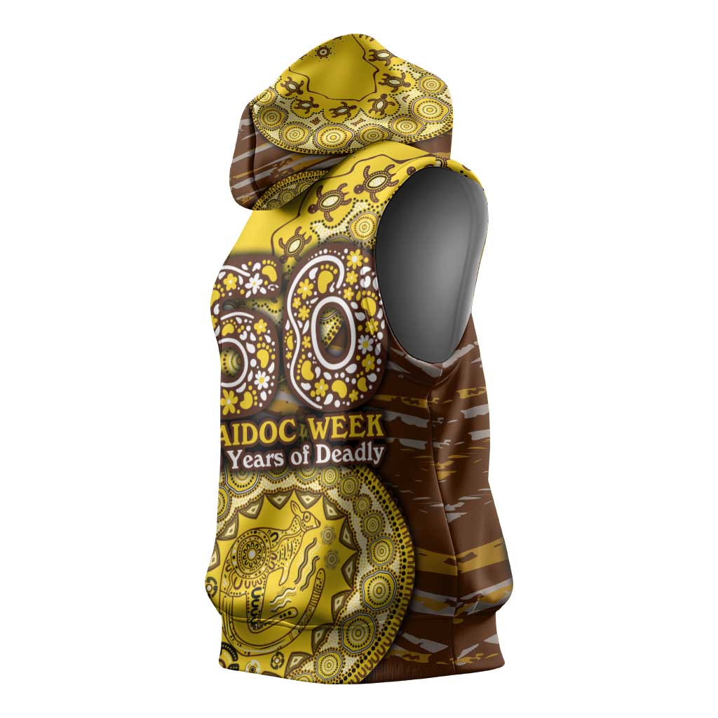Hawthorn Hawks NAIDOC Week 2026 Sleeveless Hoodie Australian Aboriginal Dot Art Dreamtime Pattern Style