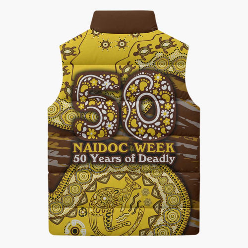 Hawthorn Hawks NAIDOC Week 2026 Sleeveless Puffer Jacket Australian Aboriginal Dot Art Dreamtime Pattern Style