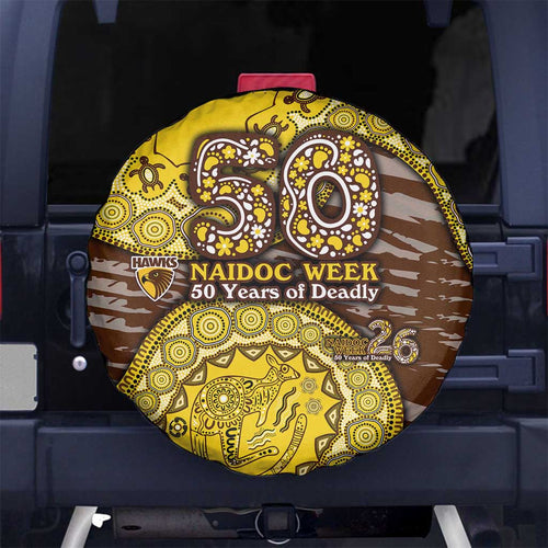 Hawthorn Hawks NAIDOC Week 2026 Spare Tire Cover Australian Aboriginal Dot Art Dreamtime Pattern Style