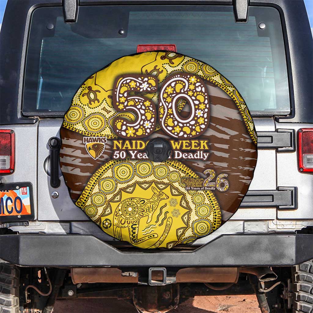 Hawthorn Hawks NAIDOC Week 2026 Spare Tire Cover Australian Aboriginal Dot Art Dreamtime Pattern Style