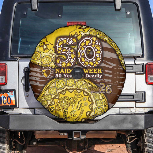 Hawthorn Hawks NAIDOC Week 2026 Spare Tire Cover Australian Aboriginal Dot Art Dreamtime Pattern Style