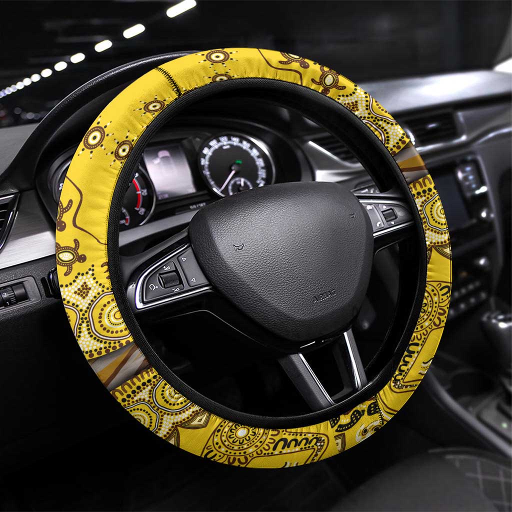 Hawthorn Hawks NAIDOC Week 2026 Steering Wheel Cover Australian Aboriginal Dot Art Dreamtime Pattern Style
