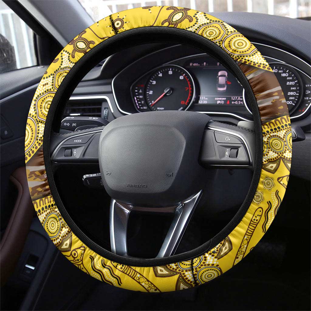Hawthorn Hawks NAIDOC Week 2026 Steering Wheel Cover Australian Aboriginal Dot Art Dreamtime Pattern Style