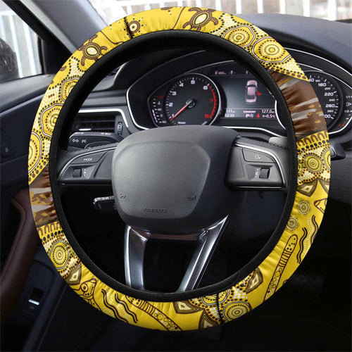 Hawthorn Hawks NAIDOC Week 2026 Steering Wheel Cover Australian Aboriginal Dot Art Dreamtime Pattern Style