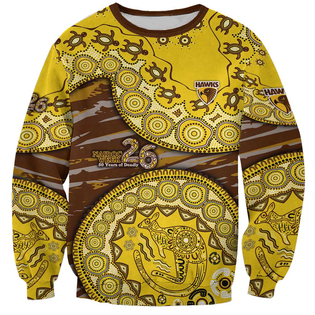 Hawthorn Hawks NAIDOC Week 2026 Sweatshirt Australian Aboriginal Dot Art Dreamtime Pattern Style