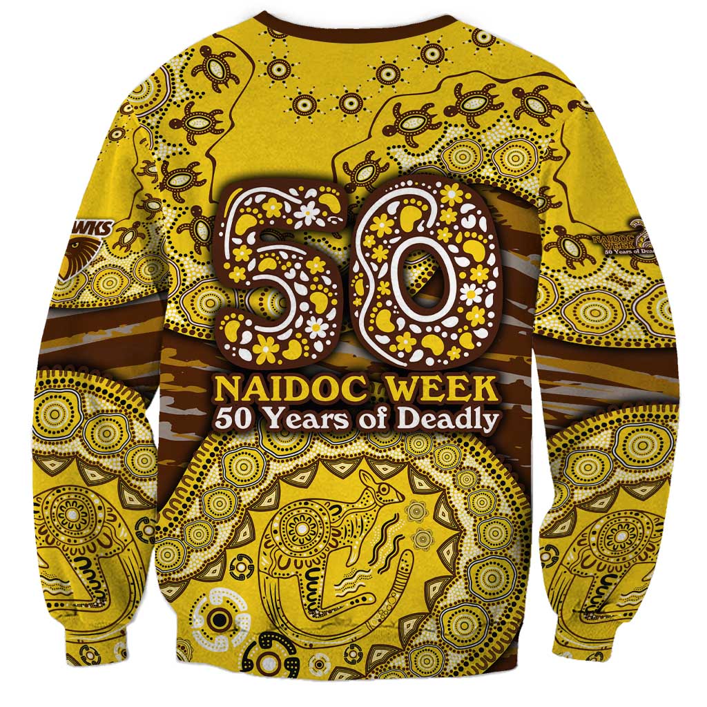 Hawthorn Hawks NAIDOC Week 2026 Sweatshirt Australian Aboriginal Dot Art Dreamtime Pattern Style
