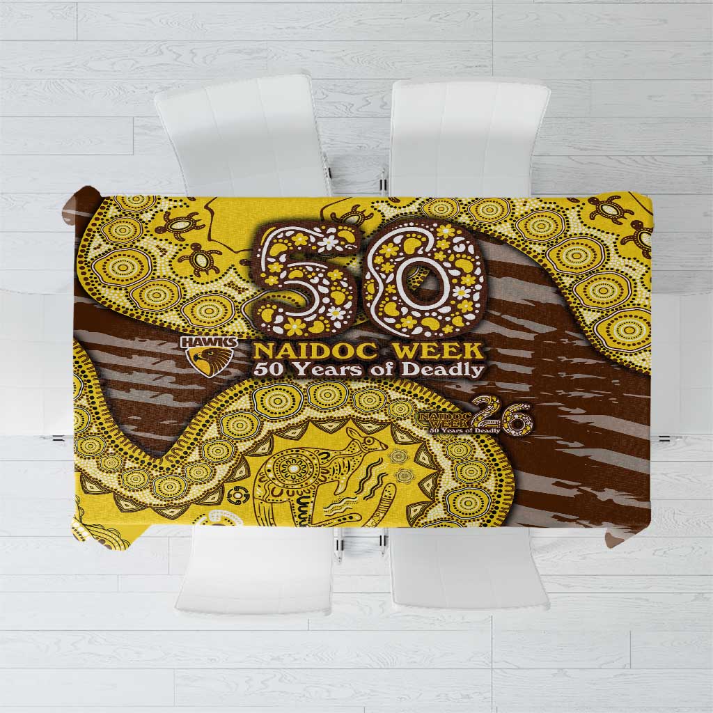 Hawthorn Hawks NAIDOC Week 2026 Tablecloth Australian Aboriginal Dot Art Dreamtime Pattern Style
