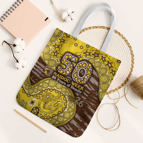 Hawthorn Hawks NAIDOC Week 2026 Tote Bag Australian Aboriginal Dot Art Dreamtime Pattern Style