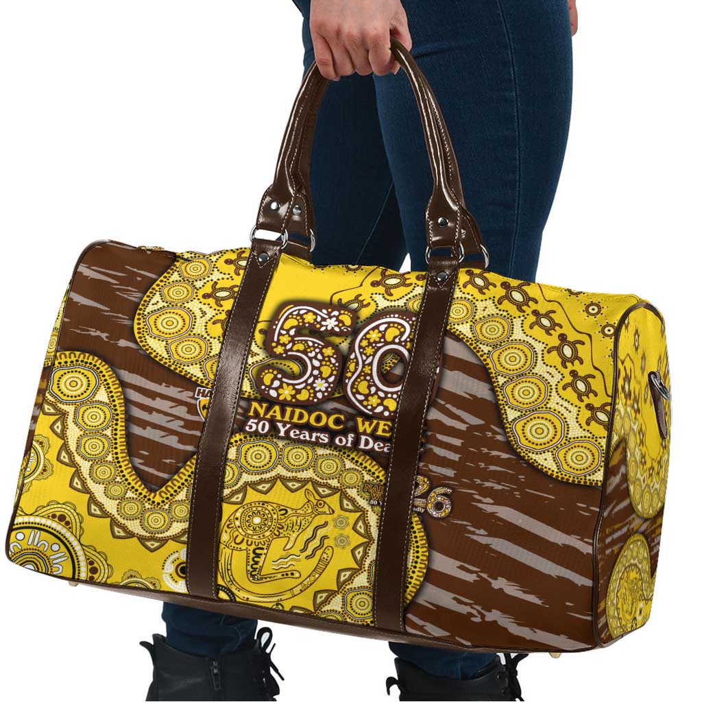 Hawthorn Hawks NAIDOC Week 2026 Travel Bag Australian Aboriginal Dot Art Dreamtime Pattern Style