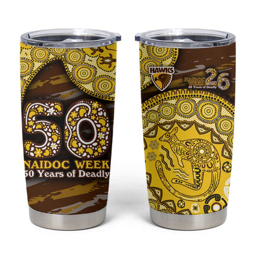 Hawthorn Hawks NAIDOC Week 2026 Tumbler Cup Australian Aboriginal Dot Art Dreamtime Pattern Style