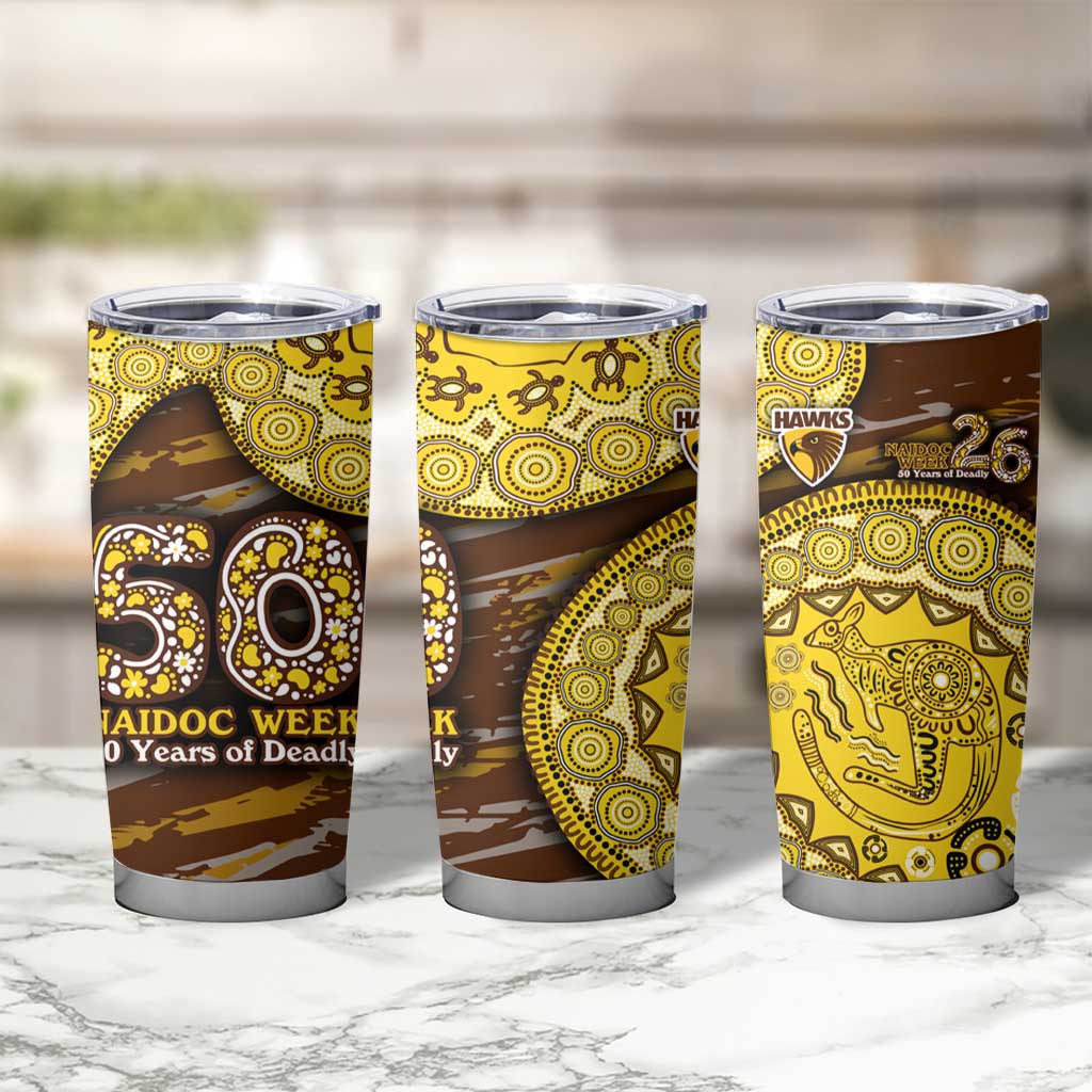 Hawthorn Hawks NAIDOC Week 2026 Tumbler Cup Australian Aboriginal Dot Art Dreamtime Pattern Style