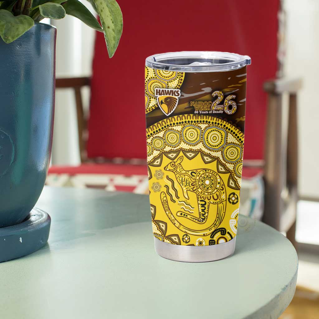 Hawthorn Hawks NAIDOC Week 2026 Tumbler Cup Australian Aboriginal Dot Art Dreamtime Pattern Style