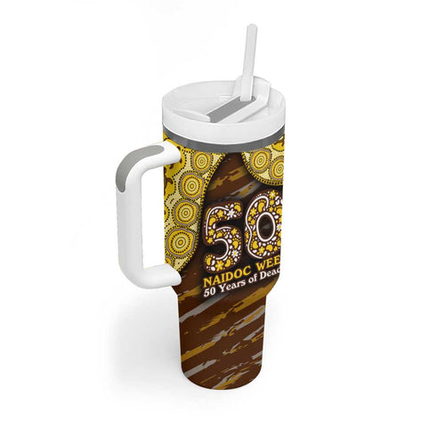 Hawthorn Hawks NAIDOC Week 2026 Tumbler With Handle Australian Aboriginal Dot Art Dreamtime Pattern Style