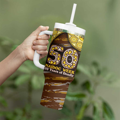 Hawthorn Hawks NAIDOC Week 2026 Tumbler With Handle Australian Aboriginal Dot Art Dreamtime Pattern Style
