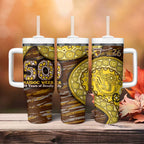 Hawthorn Hawks NAIDOC Week 2026 Tumbler With Handle Australian Aboriginal Dot Art Dreamtime Pattern Style