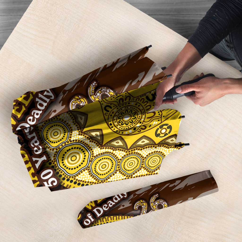 Hawthorn Hawks NAIDOC Week 2026 Umbrella Australian Aboriginal Dot Art Dreamtime Pattern Style