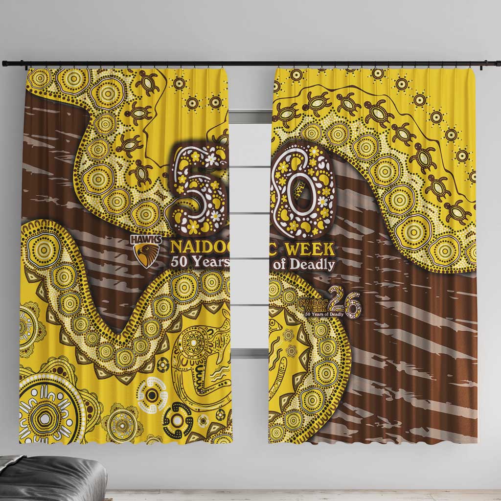 Hawthorn Hawks NAIDOC Week 2026 Window Curtain Australian Aboriginal Dot Art Dreamtime Pattern Style