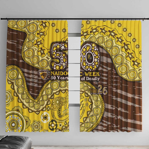 Hawthorn Hawks NAIDOC Week 2026 Window Curtain Australian Aboriginal Dot Art Dreamtime Pattern Style