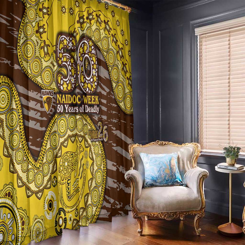Hawthorn Hawks NAIDOC Week 2026 Window Curtain Australian Aboriginal Dot Art Dreamtime Pattern Style