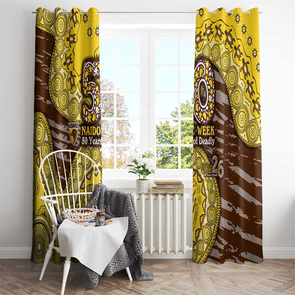Hawthorn Hawks NAIDOC Week 2026 Window Curtain Australian Aboriginal Dot Art Dreamtime Pattern Style
