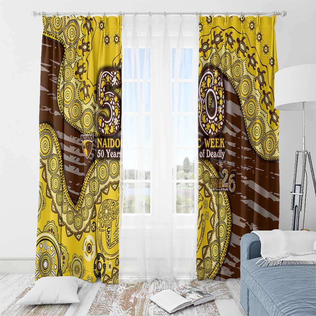 Hawthorn Hawks NAIDOC Week 2026 Window Curtain Australian Aboriginal Dot Art Dreamtime Pattern Style