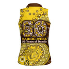 Hawthorn Hawks NAIDOC Week 2026 Women Sleeveless Polo Shirt Australian Aboriginal Dot Art Dreamtime Pattern Style