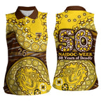 Hawthorn Hawks NAIDOC Week 2026 Women Sleeveless Polo Shirt Australian Aboriginal Dot Art Dreamtime Pattern Style
