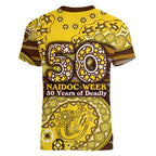 Hawthorn Hawks NAIDOC Week 2026 Women V-Neck T-Shirt Australian Aboriginal Dot Art Dreamtime Pattern Style
